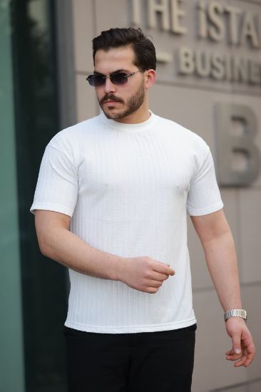Erkek Kısa Kollu örgü Kumaş Bisiklet Yaka T-shirt resmi